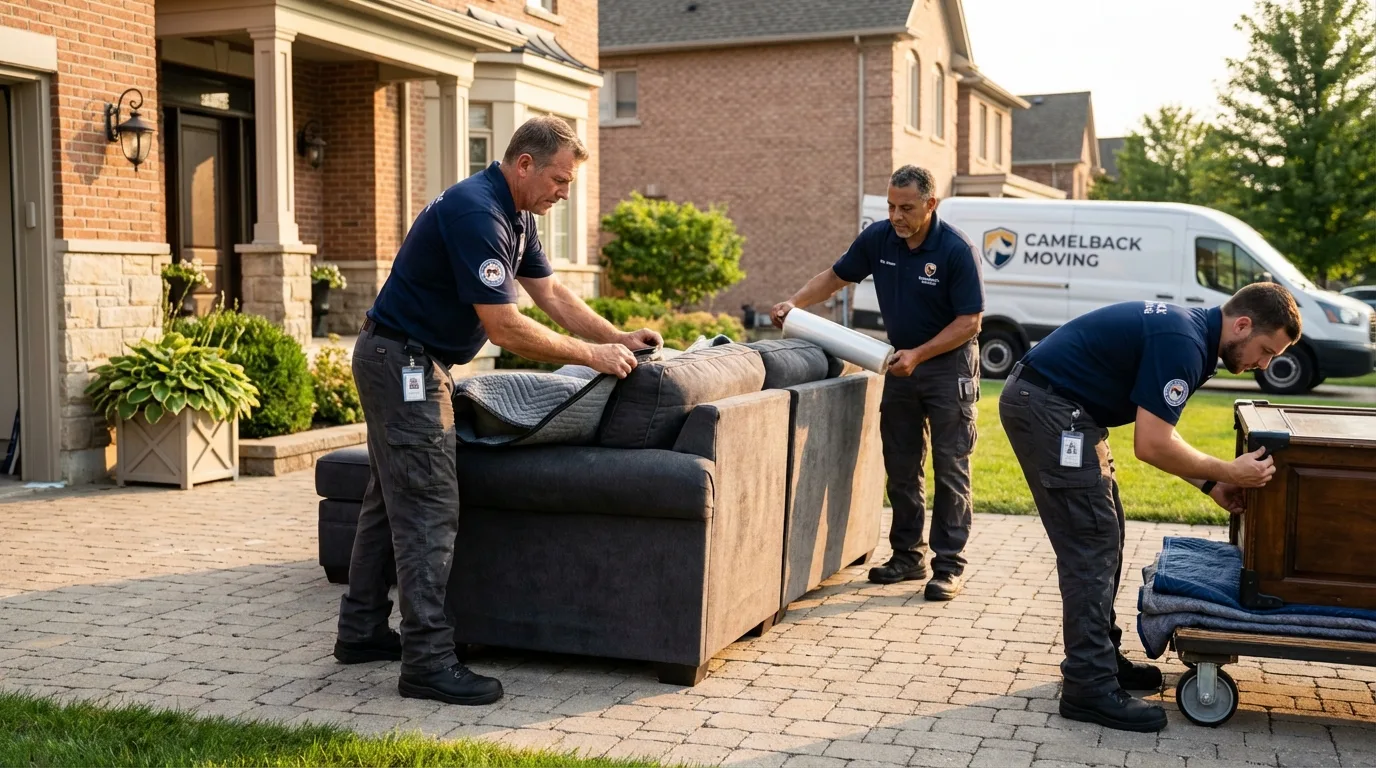 Large estate moving crew wrapping furniture in Wolfeboro, NH